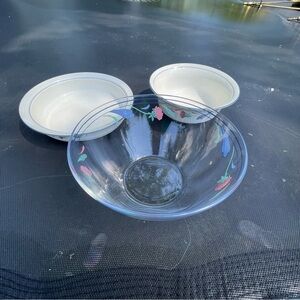 Floral Glass and Ceramic Bowl Set